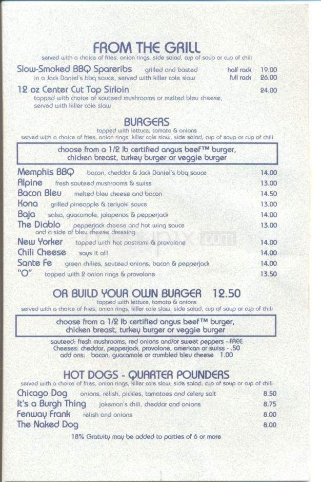 Blue Coyote Sports Grill - Olympic Valley, CA menu_pic