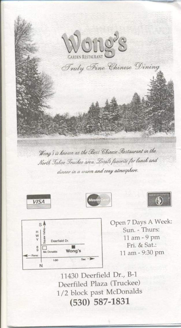 Wong's Garden Restaurant - Truckee, CA menu_pic