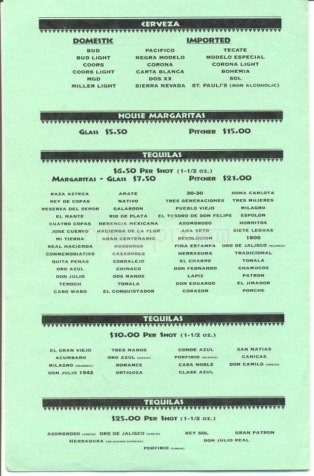 Casa Baeza - Truckee, CA menu_pic
