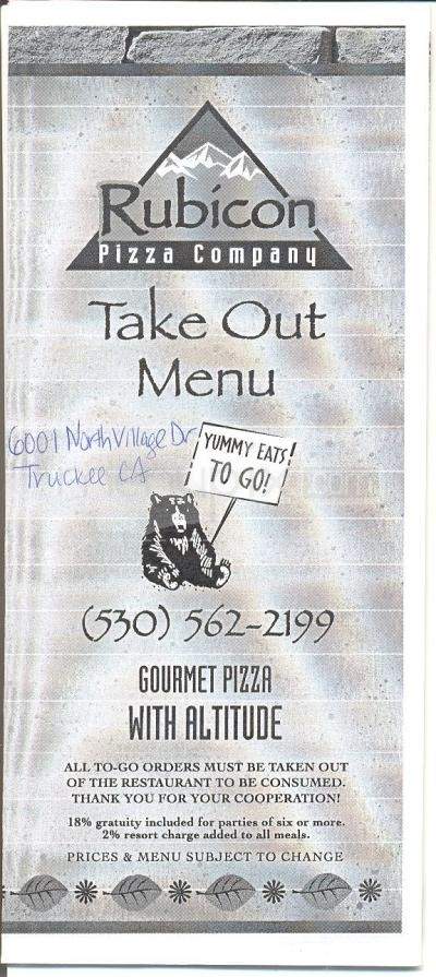 Rubicon Pizza Company - Truckee, CA menu_pic
