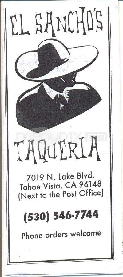El Sancho's Taqueria - Tahoe Vista, CA menu_pic