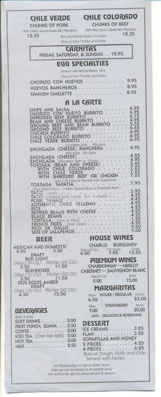 Las Panchitas - Kings Beach, CA menu_pic