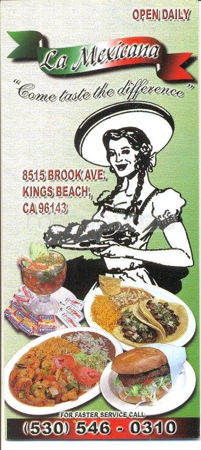 La Mexicana - Kings Beach, CA menu_pic