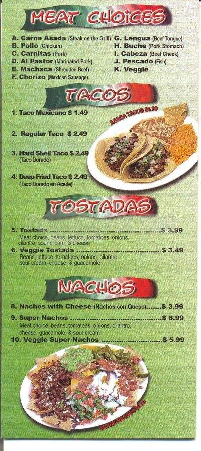 La Mexicana - Kings Beach, CA menu_pic