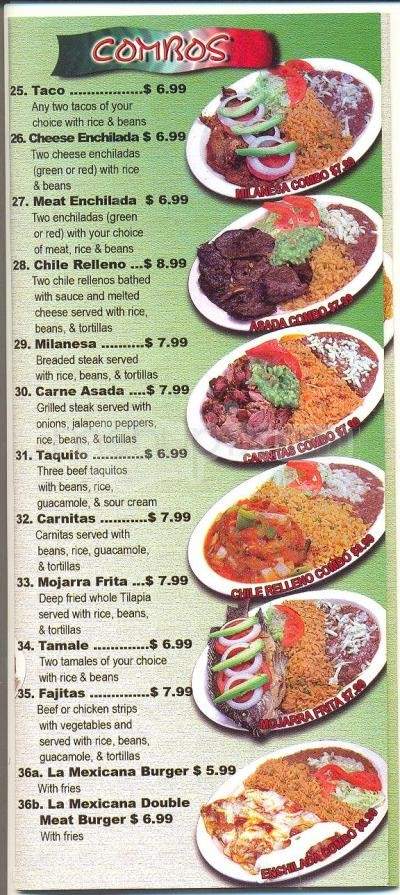 La Mexicana - Kings Beach, CA menu_pic