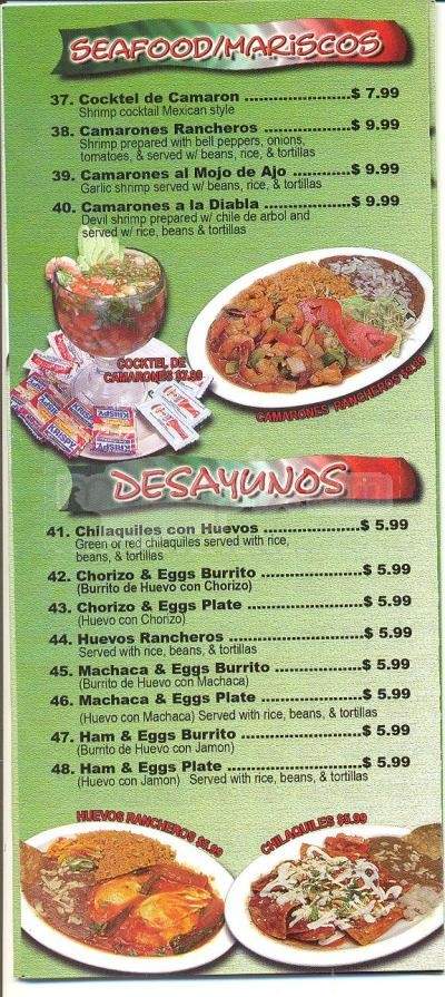La Mexicana - Kings Beach, CA menu_pic