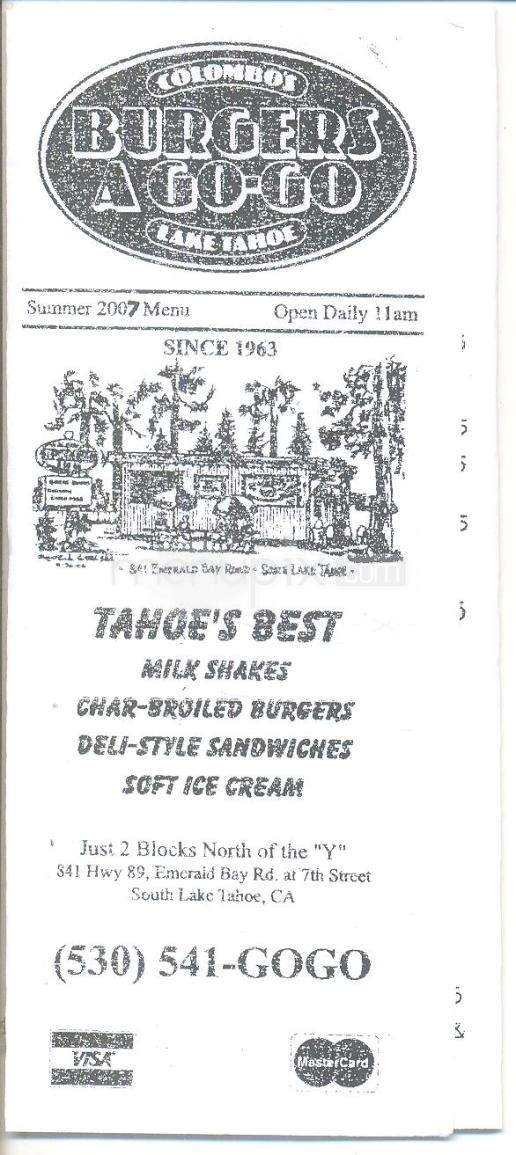 /5575750/Colombos-Burgers-A-Go-Go-Menu-South-Lake-Tahoe-CA - South Lake Tahoe, CA