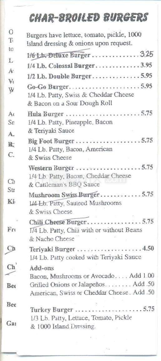 Colombo's Burgers A-Go-Go - South Lake Tahoe, CA menu_pic