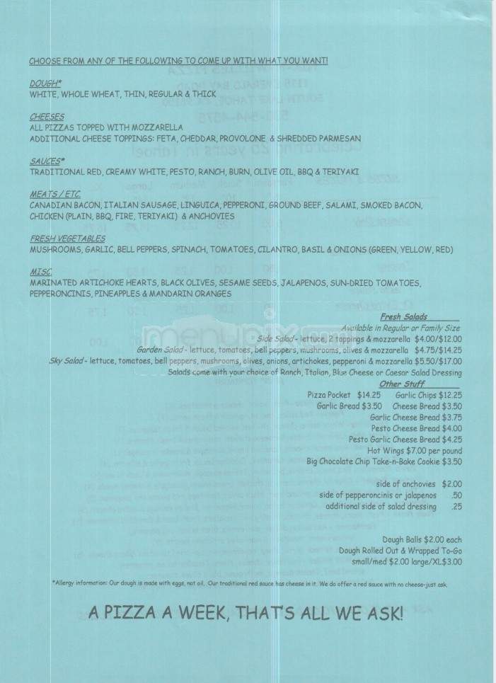 Nik-N-Willies Pizza - Mammoth Lakes, CA menu_pic