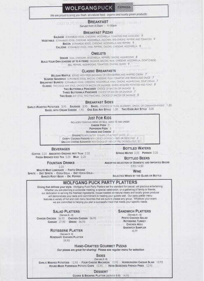 Wolfgang Puck Express - South Lake Tahoe, CA menu_pic