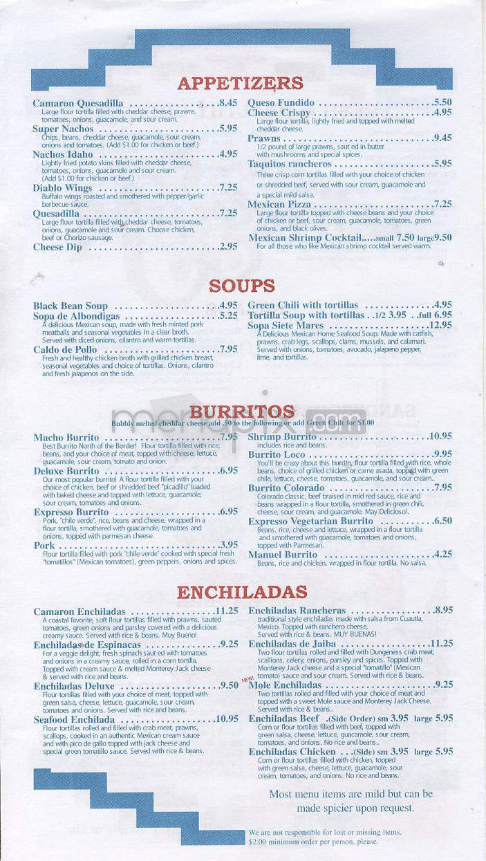 3 Margaritas - Longmont, CO menu_pic