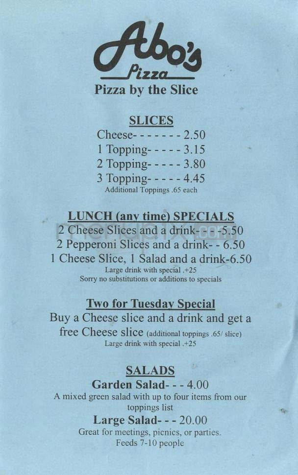 Abo's Pizza - Longmont, CO menu_pic