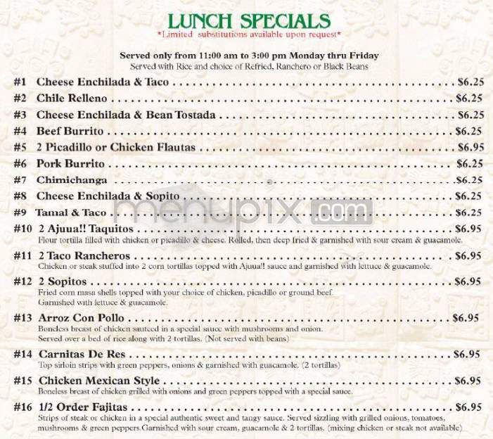 Ajuua Mexican Restaurant - Longmont, CO menu_pic