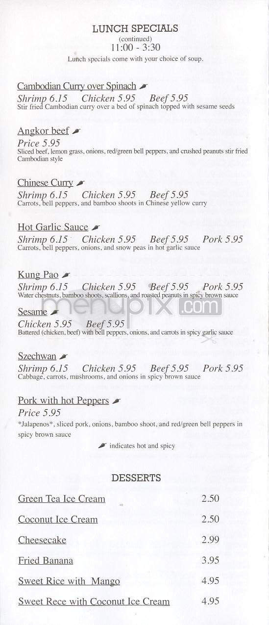 Angkor Cuisine - Longmont, CO menu_pic