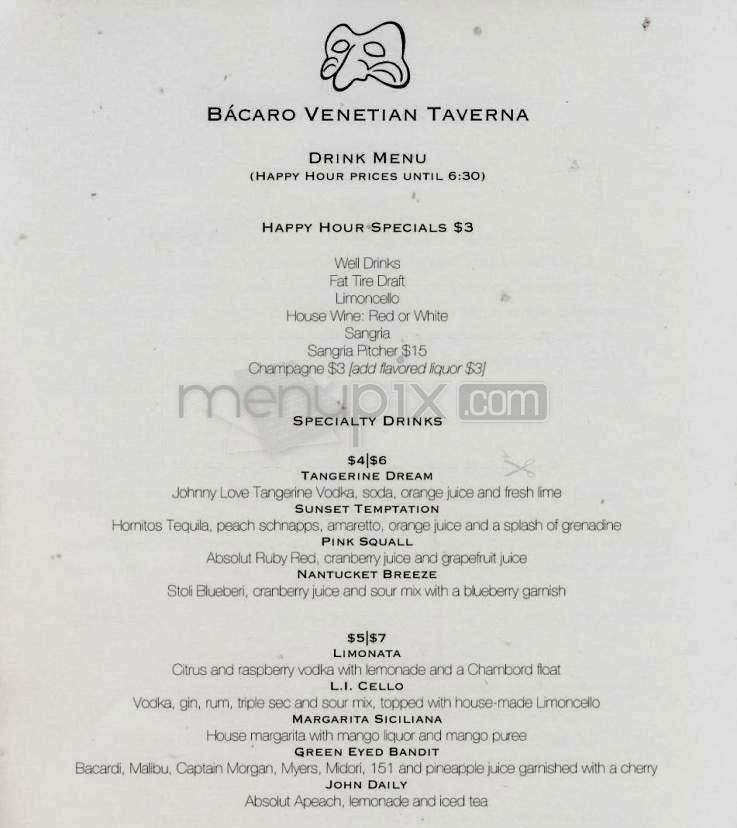 Bacaro Venetian Taverna - Boulder, CO menu_pic