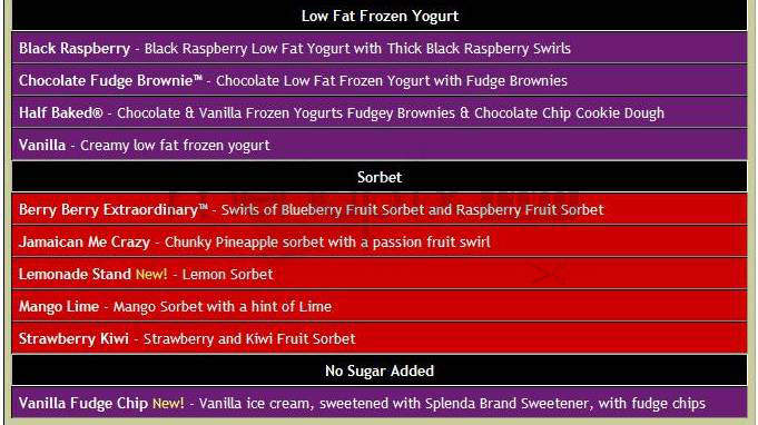Ben & Jerry's - Boulder, CO menu_pic