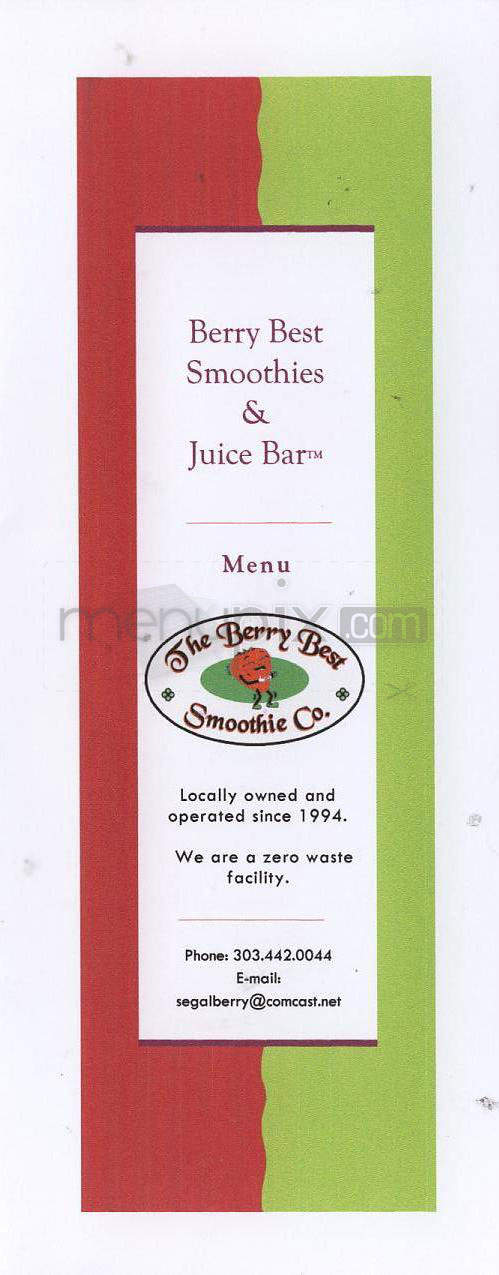 Berry Best Smoothies & Juice Bar - Boulder, CO menu_pic