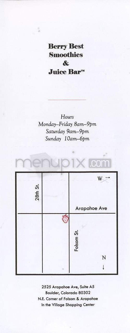 Berry Best Smoothies & Juice Bar - Boulder, CO menu_pic