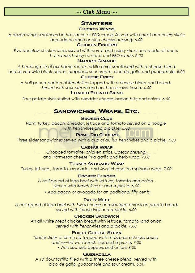 Boulder Broker Inn Restaurant - Boulder, CO menu_pic