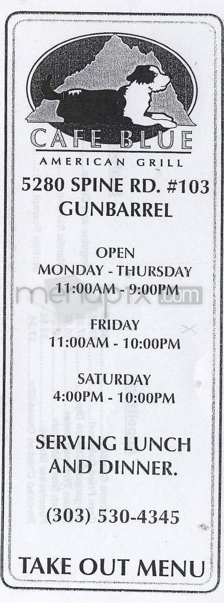 Cafe Blue - Syracuse, NY menu_pic