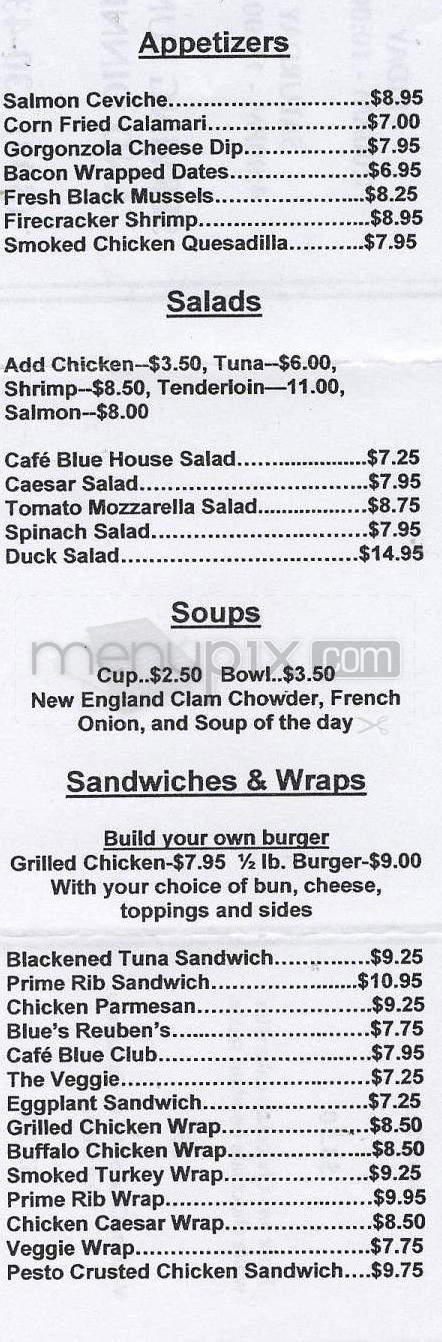 Cafe Blue - Syracuse, NY menu_pic