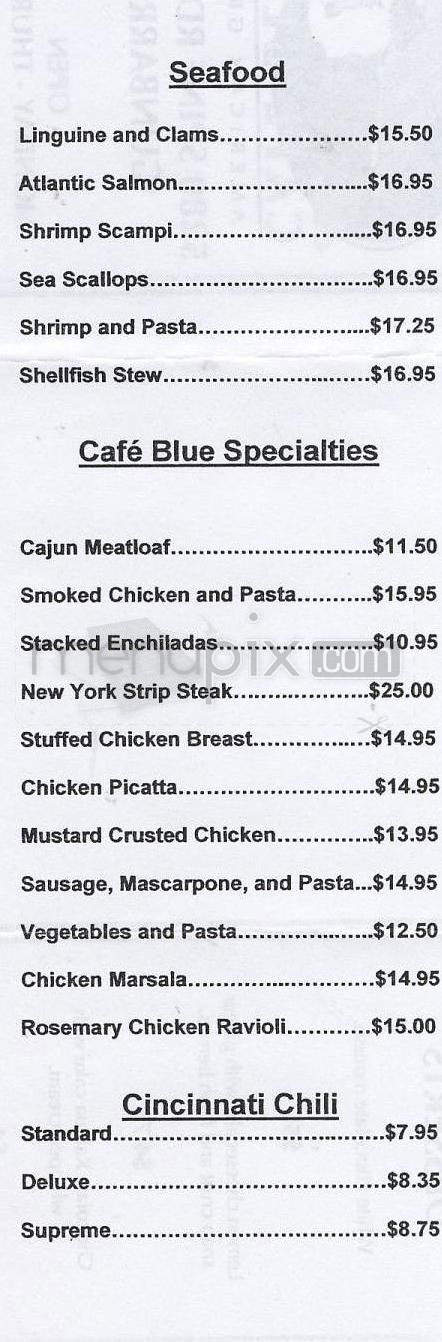 Cafe Blue - Syracuse, NY menu_pic