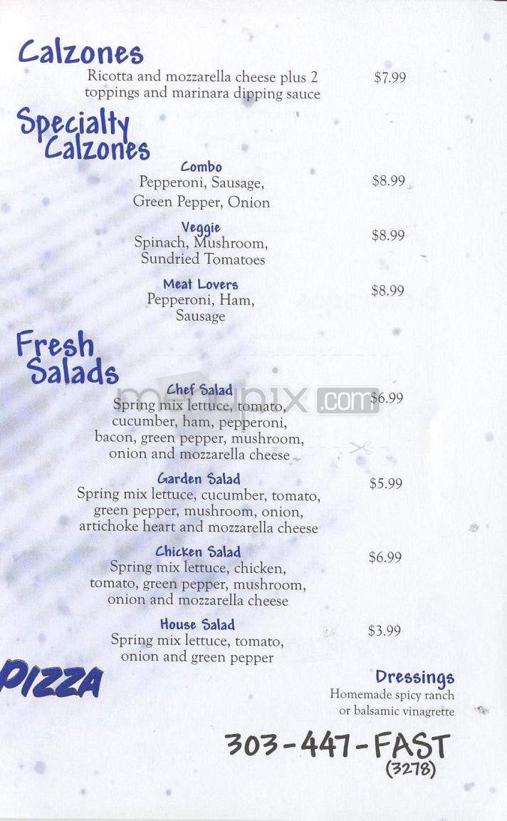 Cosmo's Pizza - Boulder, CO menu_pic