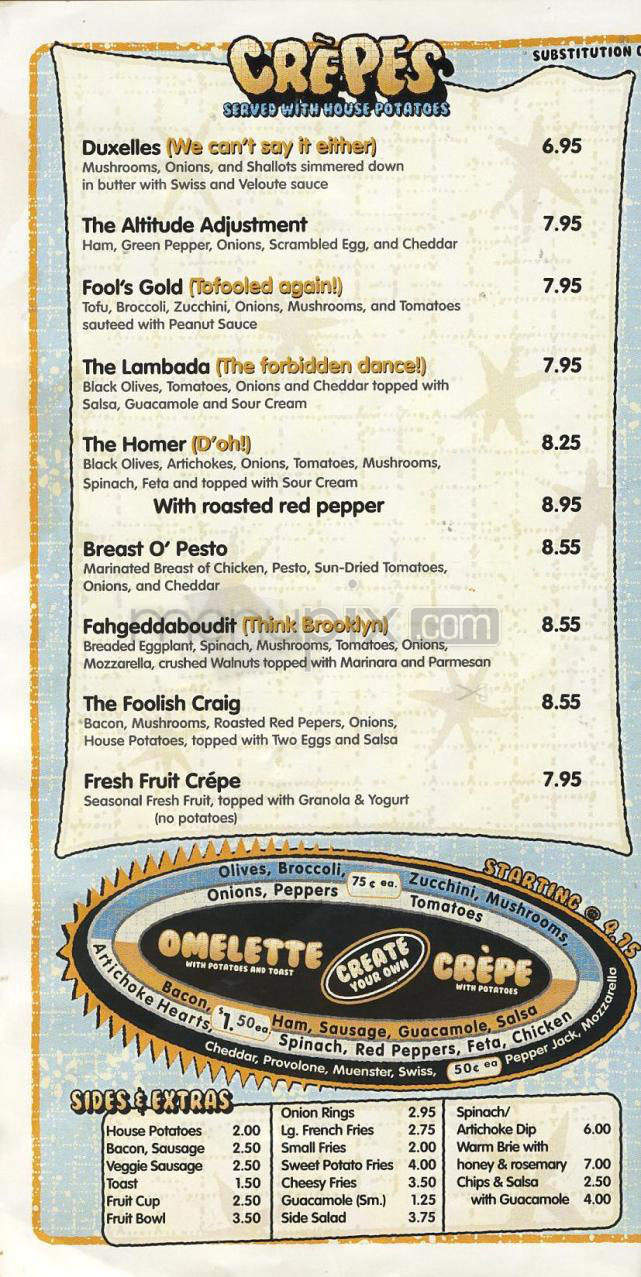 Foolish Craig's Cafe - Boulder, CO menu_pic