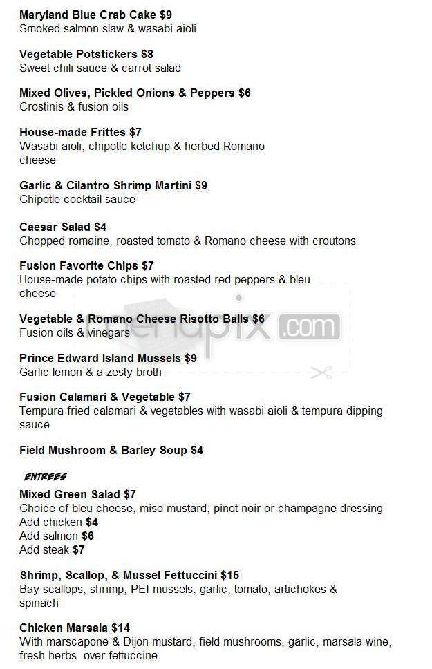 Fusion Food & Spirits (Radisson Longmont) - Longmont, CO menu_pic