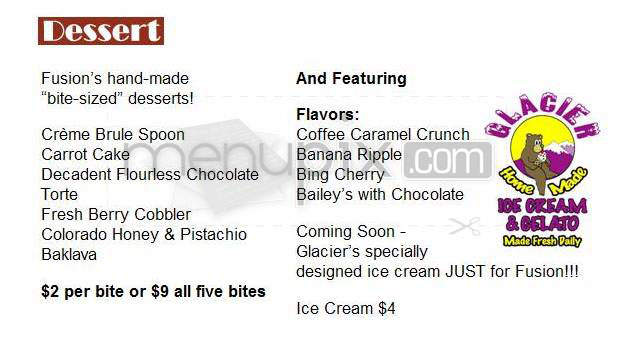 Fusion Food & Spirits (Radisson Longmont) - Longmont, CO menu_pic