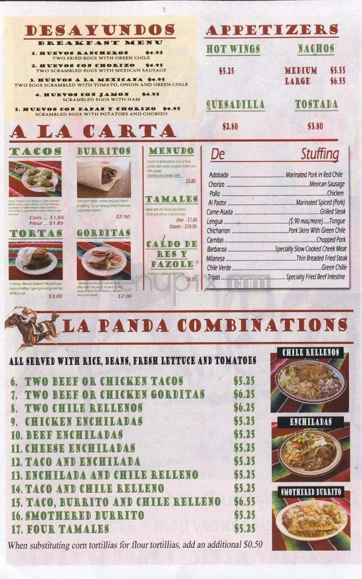 La Panda Bakery II - Longmont, CO menu_pic