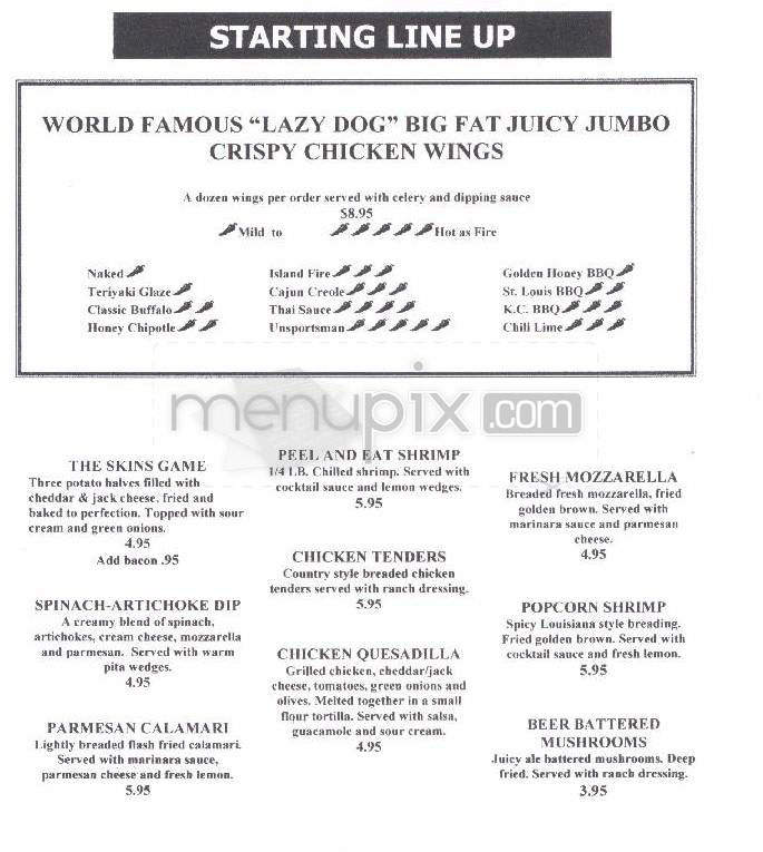 Lazy Dog Sports Bar & Grill - Boulder, CO menu_pic