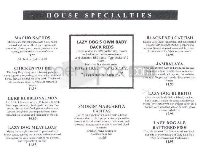 Lazy Dog Sports Bar & Grill - Boulder, CO menu_pic