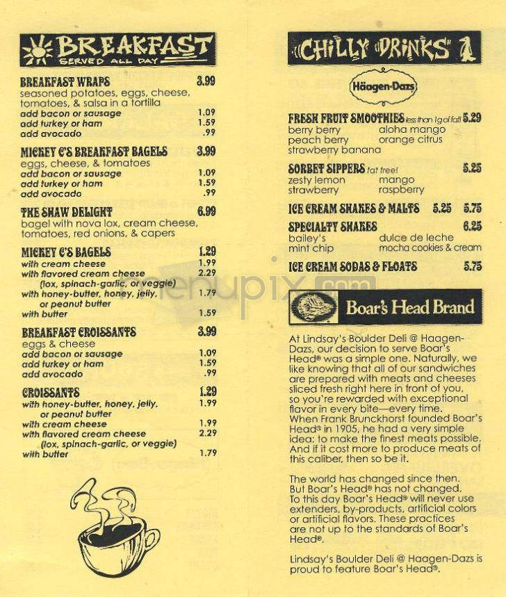 Lindsay's Boulder Deli at Haagen-Dazs - Boulder, CO menu_pic