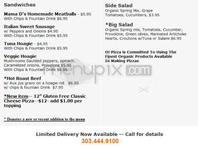 O! Pizza - Boulder, CO menu_pic