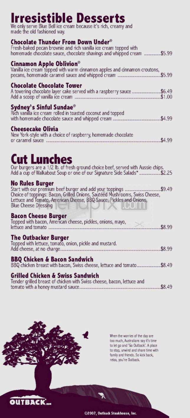 Outback Steakhouse - Longmont, CO menu_pic