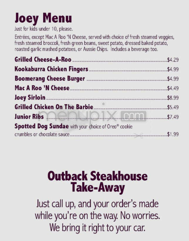 Outback Steakhouse - Longmont, CO menu_pic