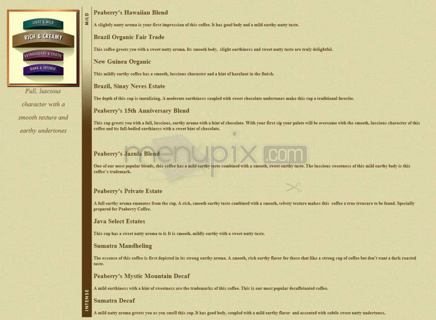 Peaberry Coffee - Boulder, CO menu_pic