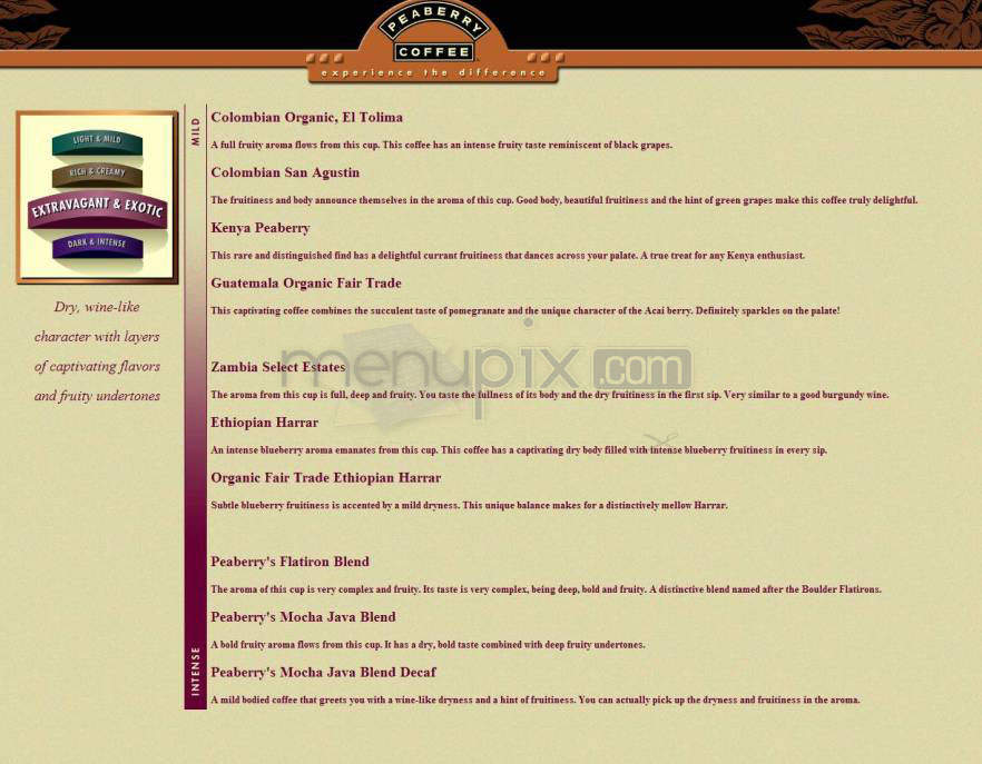 Peaberry Coffee - Boulder, CO menu_pic