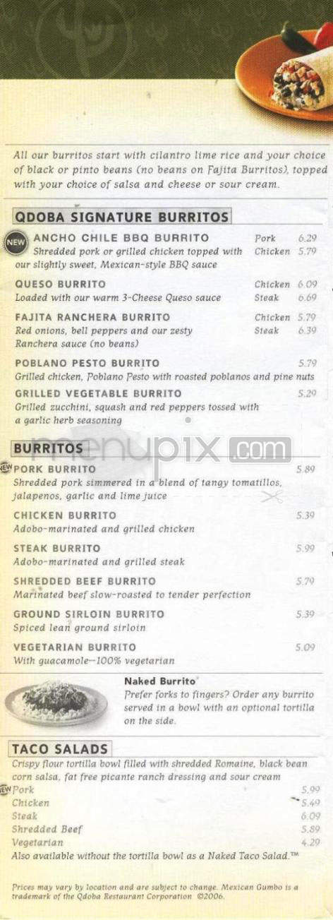 Qdoba Mexican Grill - Firestone, CO menu_pic