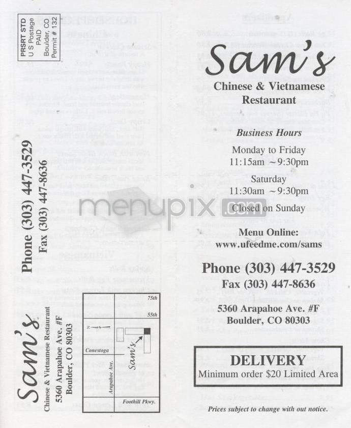 Sam's Chinese & Vietnamese - Boulder, CO menu_pic