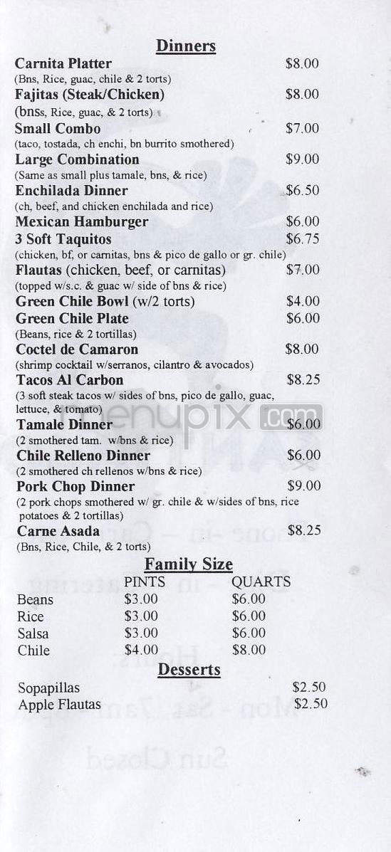 Santiago's Mexican Restaurant - Commerce City, CO menu_pic