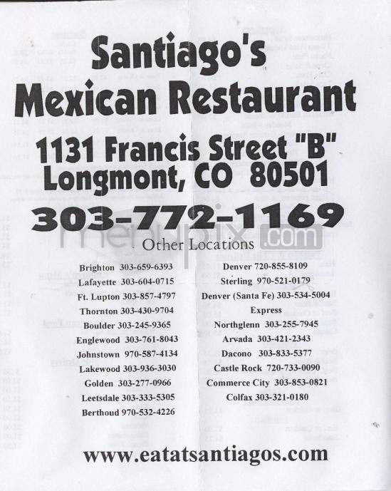 Santiago's Mexican Restaurant - Commerce City, CO menu_pic
