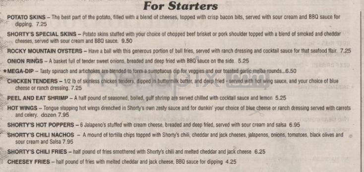 Shorty's Pit Bar-B-Q - Longmont, CO menu_pic