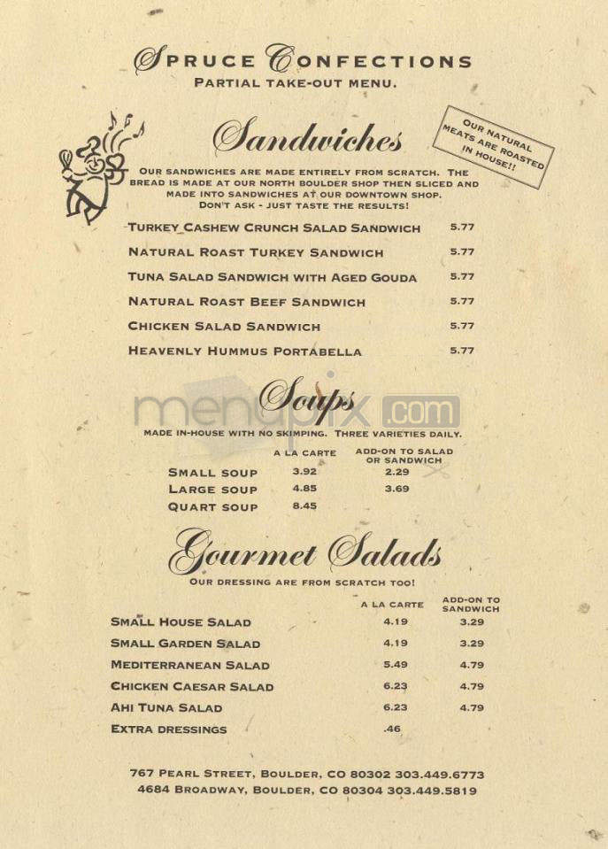 Spruce Confections - Boulder, CO menu_pic