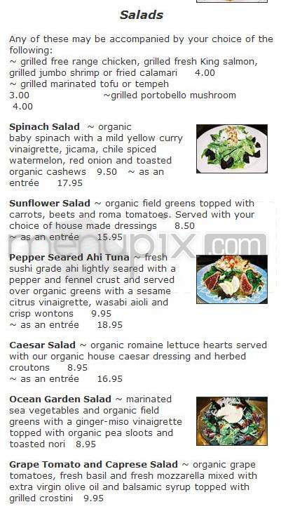 Sunflower Restaurant - Boulder, CO menu_pic