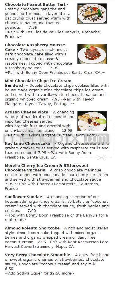Sunflower Restaurant - Boulder, CO menu_pic