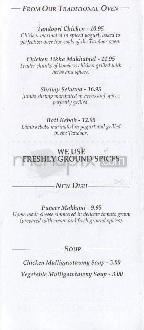 Taj Restaurant - Hamilton, ON menu_pic