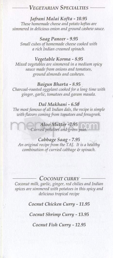 Taj Restaurant - Hamilton, ON menu_pic
