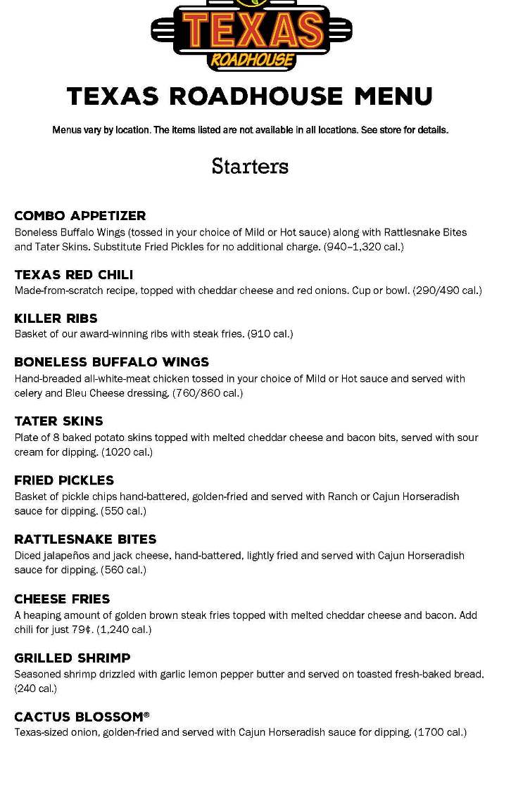 /398861/Texas-Roadhouse-Menu-Gilbert-AZ - Gilbert, AZ